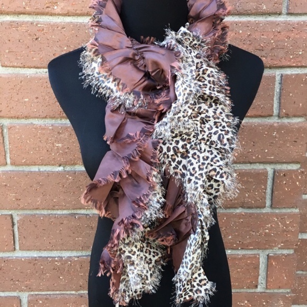 Animal Print & Chocolate Ruffle Scarf - Picture 7 of 7
